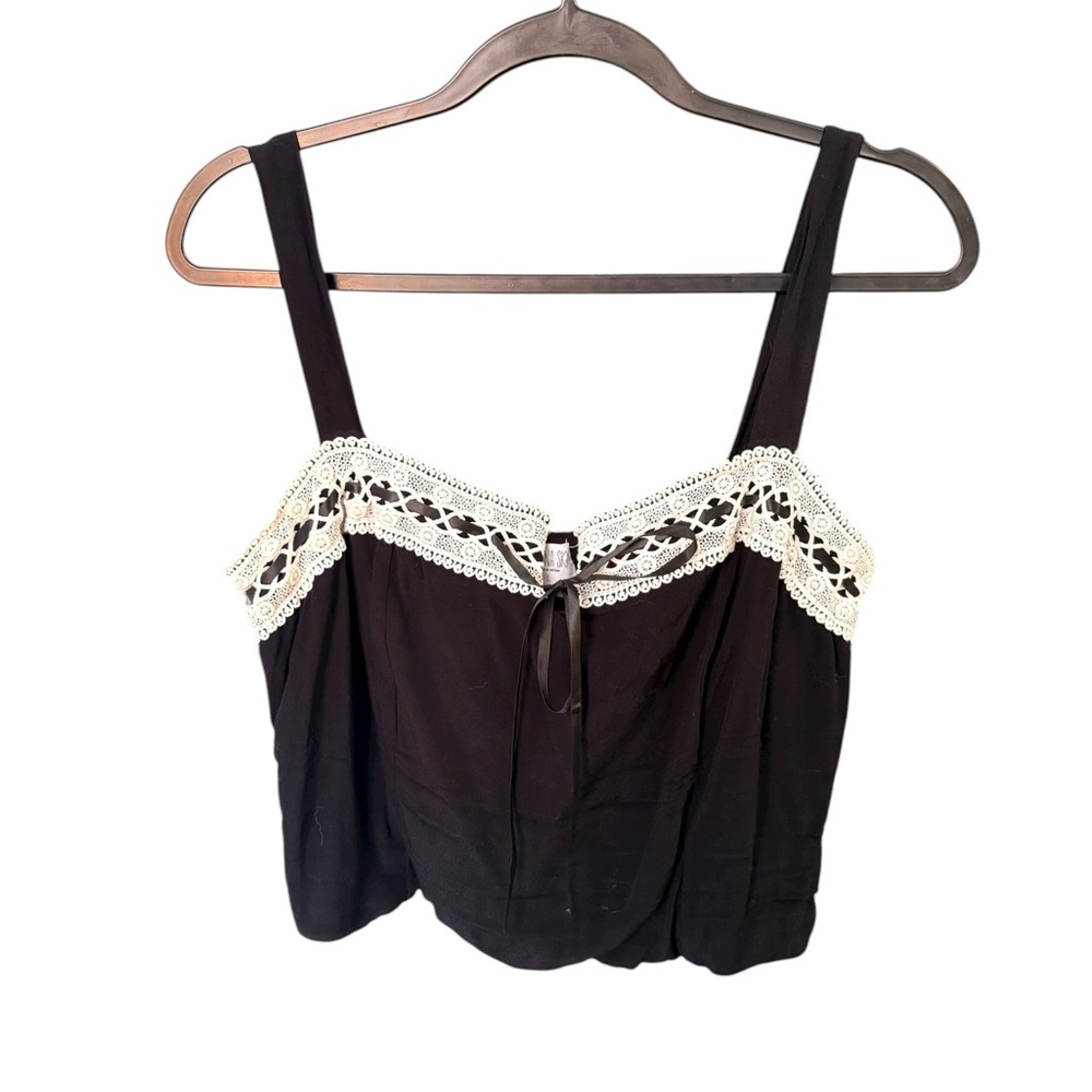 Sienna Sky Black Camisole with White Lace Trim